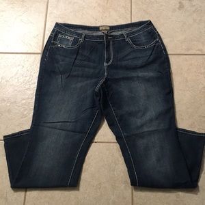 Earl Jean dark wash blinged denim jeans